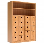 hoher Schrank mit 20 Massivholzkästen 
